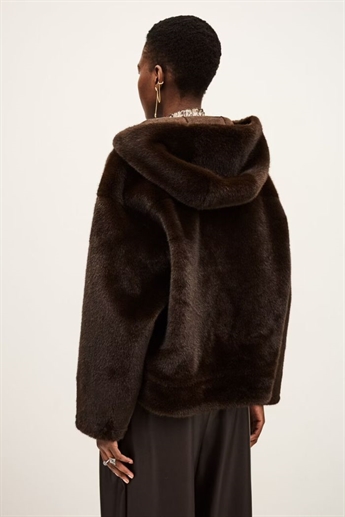 Ba&sh, PANDY faux fur coat, Chocolat